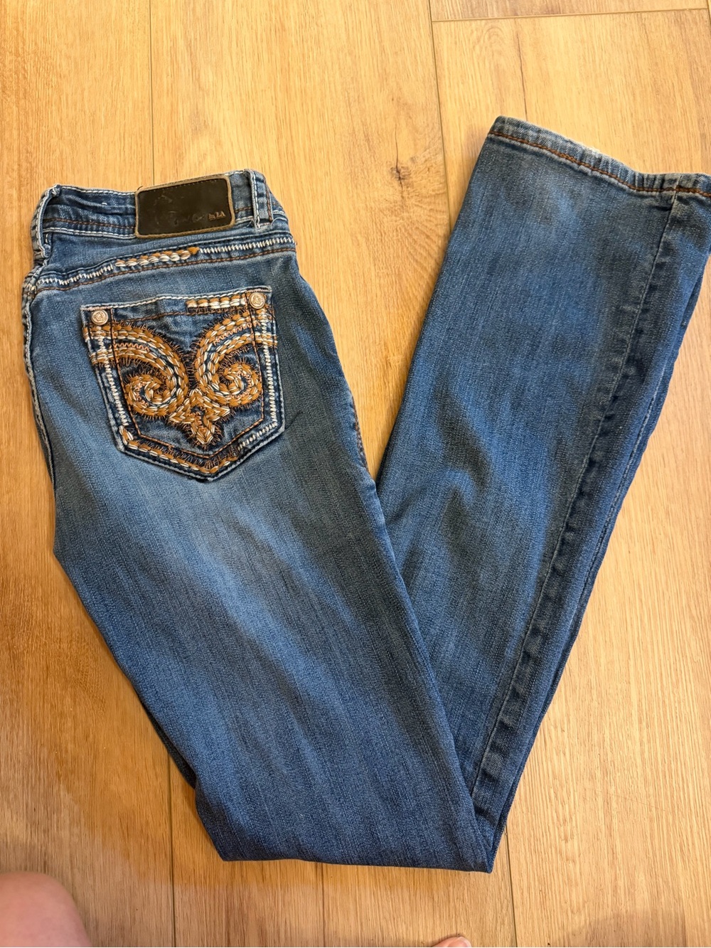 Grace in LA Blue Straight Leg Jeans with Embellished Pocket